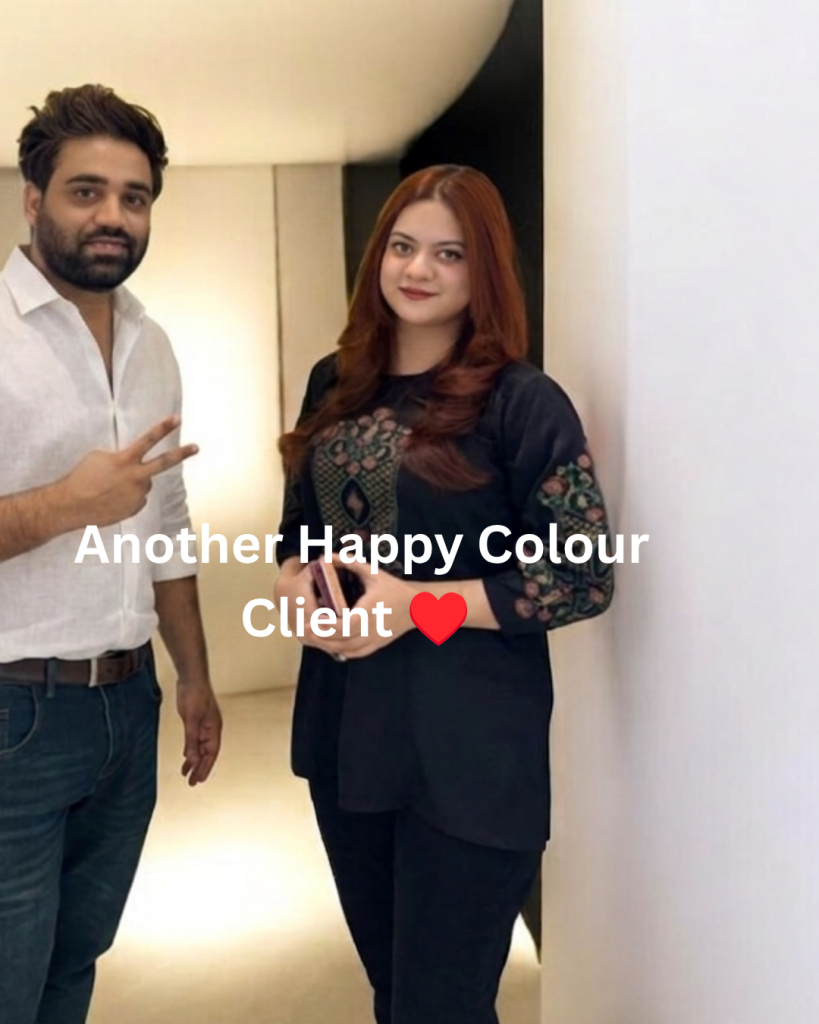 Happy hair color client with Rahul Khan